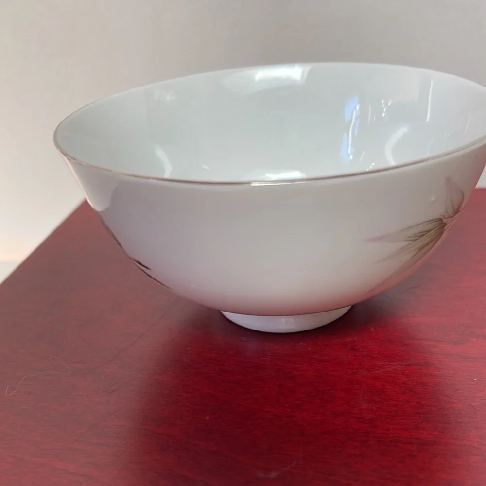 Asian porcelain rice bowl platinum edge